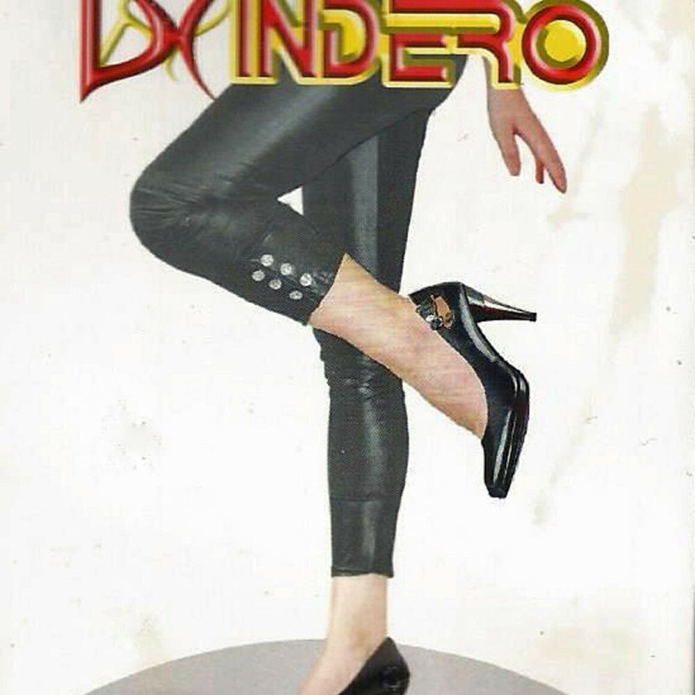 𝅺indero Shinny Black Faux Leather Ankle Jeweled Leggings - 5001 - Size S - M